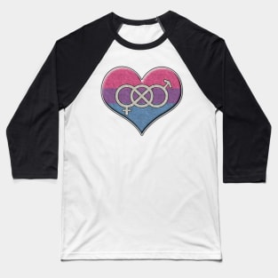 Large Bisexual Pride Flag Colored Heart with Gender Knot Symbol Baseball T-Shirt